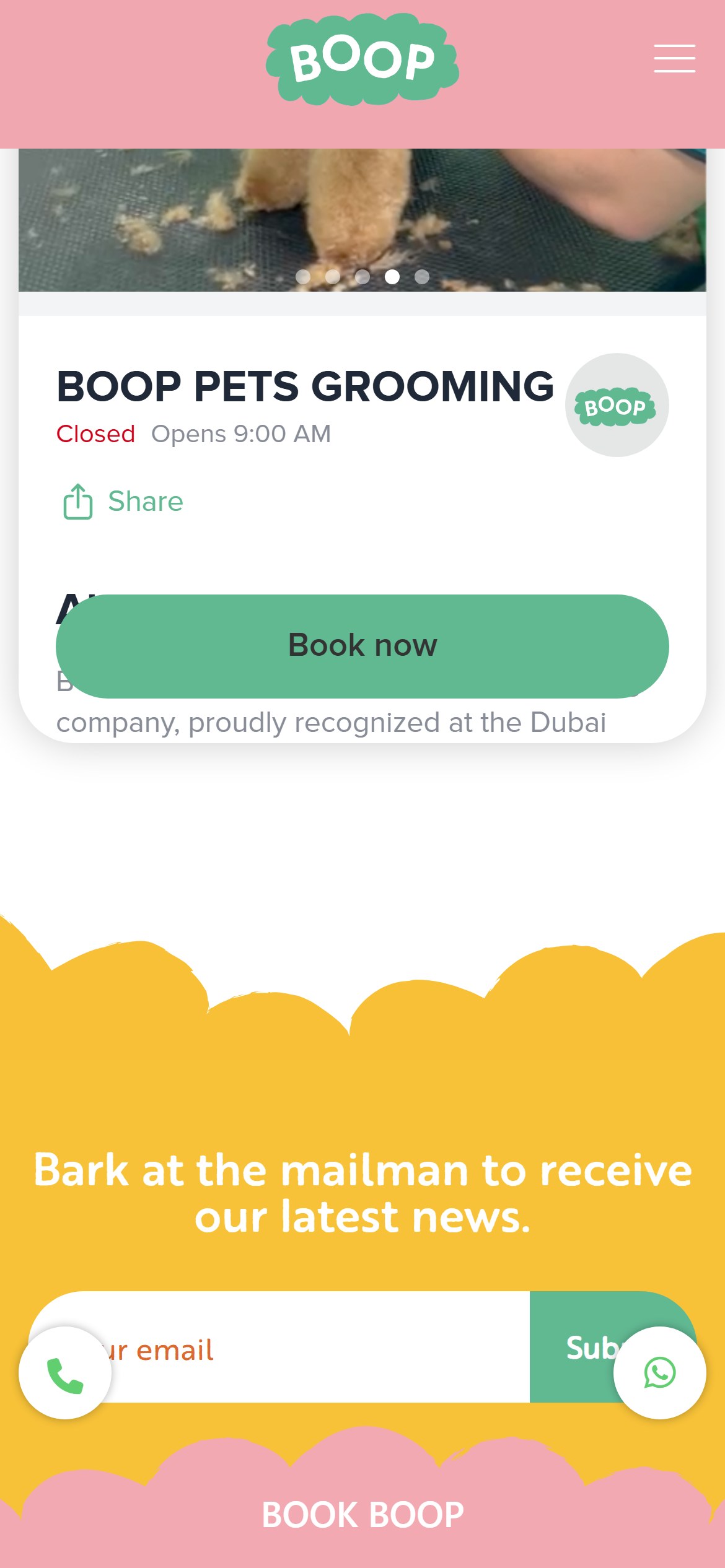 Boop booking on mobile