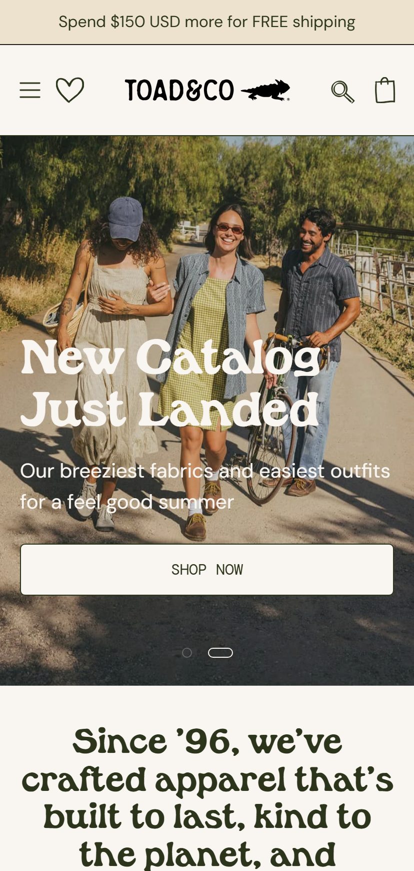 Toad&Co on mobile